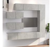 vidaXL Set di Mobili Porta TV 7 pz Grigio Cemento in Legno Multistrato