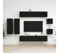 vidaXL Set di Mobili Porta TV 8 pz Nero in Legno Multistrato