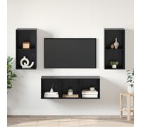 vidaXL Set di mobili TV 3 pcs Rovere nero 37 x 37 x 107 cm