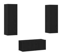 vidaXL Set di mobili TV 3 Pezzi montati a Muro in Rovere Nero Legno ingegnerizzato