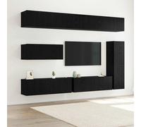 vidaXL Set di mobili TV 7 pezzi - da parete - legno ingegnerizzato effetto rovere nero