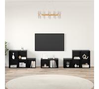 vidaXL Set di mobili TV 8 pcs Rovere Nero Legno multistrato