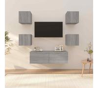 vidaXL Set di Mobili TV a Parete Grigio Sonoma in Legno Multistrato