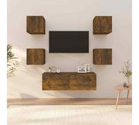 vidaXL Set di Mobili TV a Parete Rovere Fumo in Legno Multistrato