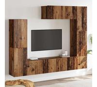 vidaXL Set di mobili TV da 7 pezzi da montare a parete, in legno vintage e legno ingegnerizzato.