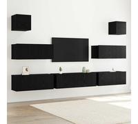 vidaXL Set di Mobili TV da 7 pezzi da Parete in Rovere Nero in Legno Ingegnerizzato