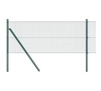 vidaXL Set di pali di recinzione in metallo verde con rotolo di rete 25 x 0,8 m durevole design moderno per installazioni di recinzione facili soluzione di pali industriali opache