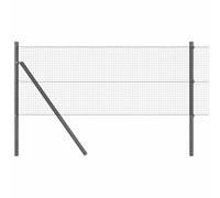 vidaXL Set di recinzioni in metallo grigio con rullo a maglia 25 x 0,6 m, robusto design industriale per impianti di recinzione da giardino, finitura opaca