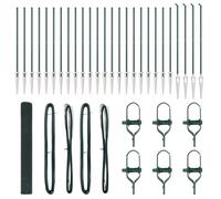 vidaXL Set di pali in metallo rivestito in PVC verde con rete metallica 50 x 1,4 m Design moderno durevole per progetti di recinzione esterna. Sicuro per giardino e recinzioni animali.