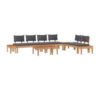 vidaXL Set di 5 panchine da giardino con cuscino in teak, set da 2 panchine da giardino in teak, 60 x 60 x 30 cm