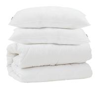 Set di Biancheria da Letto 200 x 220 cm Bianco in Microfibra Trapuntato con Design a Box Stitch, Extra Caldo. Comprende Coppia di Coperte e Cuscino, Lavabile in Lavatrice. Tessuti Moderni per la Came