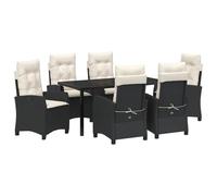 vidaXL Set di sedie da giardino reclinate con cuscini in rattan poliestere nero schienale regolabile sedute comode per patio e giardino