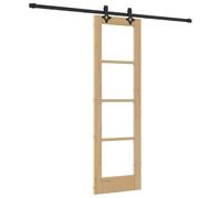 vidaXL Set di porte scorrevoli con set di accessori naturale e nera 61 x 198.5 cm in legno massello di pino opaco per dividere stanze interno minimalista