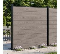 vidaXL Set di Recinzione 7 pz 1218 x 186 cm WPC e Alluminio Grigio