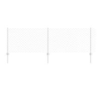 vidaXL Set di recinzione da giardino in acciaio zincato | ideale per esterni, resistente ai raggi UV, include rotolo di recinzione a catena e 20 pali, design rettangolare durevole per uso in fattoria