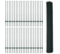 vidaXL Set di recinzione da giardino verde rivestito in plastica | Recinzione esterna resistente ai raggi UV comprende vari pannelli e rotolo di rete Design minimalistico durevole per area di