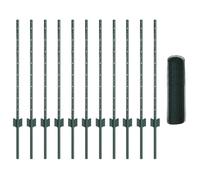 vidaXL Set di recinzione esagonale verde scuro in acciaio zincato | recinzione esterna resistente ai raggi UV include 1 rotolo e 10 pali design moderno durevole per giardino o limiti di proprietà