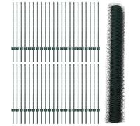 vidaXL Set di recinzione in acciaio verde esagonale | Recinzioni esterne durevoli include 5 pannelli e pali in rete resistente ai raggi UV per giardino o cortile Barriera in metallo unisex