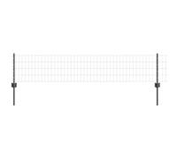 vidaXL Set di recinzione in metallo verniciato a polvere grigia | Fencing resistente ai raggi UV include 1 rotolo design rettangolare resistente per i limiti della tua proprietà, soluzione di barriere
