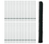 vidaXL Posti per Recinzione 11 pz U-Channel Verde 150 cm Acciaio, Recinzione Esagonale Verde 1,5x100 m Acciaio