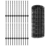 vidaXL Set di recinzioni da giardino grigio verniciato a polvere | recinzione esterna in metallo resistente al sole include 1 rotolo design industriale durevole per limiti di proprietà o paesaggistica