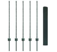 vidaXL Set di recinzioni per filo di pollo verde | recinzione esterna resistente ai raggi UV include 1 rotolo e 6 pali design durevole non riflettente per giardino o limite di proprietà barriera in