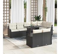 vidaXL Set di relax con cuscino 9 pcs Nero Poly Rattan