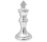 vidaXL Set di scacchi in alluminio argentato, pezzi d'arte moderna decorativa per soggiorno/atrio, finitura lucida e intarsi decorativi, decorazione per interni durevole