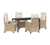 vidaXL Set da 5 pezzi da giardino con cuscino beige in rattan sintetico