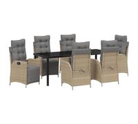vidaXL Set da Pranzo da Giardino 7 Pezzi Beige in Rattan Polietilene