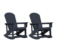 vidaXL Set di sedie a dondolo da esterno blu marino, materiale HDPE, 73,5 x 92 x 90 cm. Include 2 sedie con design a listelli, braccioli e schienale ergonomici. Resistente alle intemperie. Mobili pa