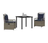 vidaXL Set di sedie a Sdraio con Cuscini | Mobili da Esterno con Schienale Regolabile, Rattan PE, Telaio in Acciaio Robusto, Seduta da Giardino, Grigio e Blu Navy, Tavolo Moderno per terrazza