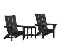 vidaXL Set di sedie Adirondack pieghevoli da 2 con tavolo Nero HDPE Posti a sedere comodi all'aperto Resistenti al maltempo Design slat contemporaneo per patii e giardini. Sedia da giardino pieghevol