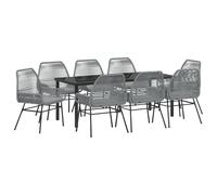 vidaXL Set da Pranzo da Giardino da 9 Pezzi con Cuscini Grigio Polyrattan