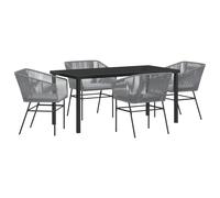 vidaXL Set di sedie da giardino, set di 2 cuscini grigio polyrattan telaio in acciaio poltrona per patio terrazza balcone sedia stile moderno sedia da pranzo bistro