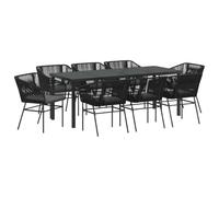 vidaXL Sedie da giardino in polyrattan con cuscini, set di 2 comode sedie da esterno moderne per mobili da patio per balcone e terrazza, struttura durevole in acciaio verniciato a polvere