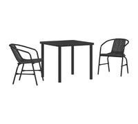 vidaXL Set di sedie da giardino 2 pz eleganti in rattan, plastica nera e acciaio per ristorazione all'aperto. Sedie impilabili per patio, arredamento terrazza lounge moderna, resistente ai raggi UV