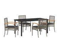 vidaXL Set di Sedie da Giardino 4 PCS Grigio in Polyrattan | Arredo Esterno Comodo con Cuscini, Struttura in Acciaio Rivestita in Polvere, Perfetto per Patio e Spazi Esterni, Coperture Rimovibili, I