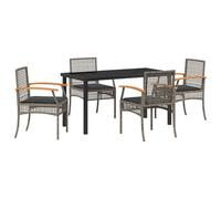 vidaXL Set di Sedie da Giardino 4 PCS Grigio in Rattan Sintetico | Arredamento Esterno Comodo con Cuscini Scuri e Struttura in Acciaio Rivestita in Polvere, Ideale per Il Patio e Il Giardino. Copert