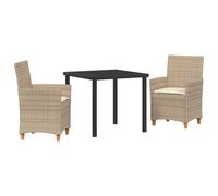 vidaXL Set da Pranzo da Giardino in 3 Pezzi con Cuscini Beige Rattan PE