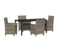 vidaXL Set da Pranzo da Giardino 5 Pezzi con Cuscini Grigio Poly Rattan