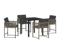 vidaXL Set di Sedie da Giardino con Cuscini, 4 Pezzi, Grigio, Poly Rattan, Resistente e Confortevole. Set da Esterno Ideale per Patio, Balcone, Tavoli Moderni, Terrazza e Giardino.