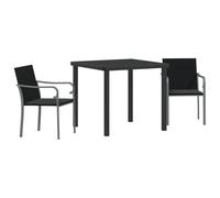 vidaXL Sedie da giardino in rattan sintetico, colore nero, con cuscino, PE durevole, comode possibilità di seduta esterna, robusta struttura in acciaio, set da 2, design elegante, facile da pulire