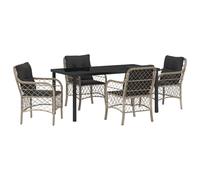 vidaXL Set da Pranzo da Giardino 5 Pezzi con Cuscini Grigio Chiaro Rattan Poliestere