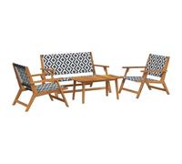 vidaXL Set di Sedie da Giardino con Tavolo - 4 Pezzi, Bianco e Nero, Realizzato in Legno Massello di Acacia