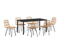 vidaXL Set di sedie da Giardino da 2, in Color Naturale e Nero, con Struttura in Acciaio Che Sembra Rattan. Sono comode per Il Patio, Il Balcone, o per Mangiare all'aperto. Perfette per aggiornare i