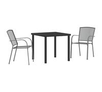 vidaXL Set di sedie da giardino impilabili da 2 grigio acciaio rivestito esterno rete da pranzo per uso interno ed esterno facile assemblaggio design salvaspazio sedili confortevoli sedie moderne con