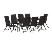 vidaXL Set da giardino in polyrattan, 9 pezzi, colore: nero