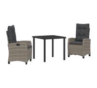 vidaXL Set di Sedie da Giardino Reclinabili con Cuscini Grigi in PE Rattan, Schienale Regolabile, Comode per Patio e Balcone, Sedia Recliner in Polyrattan