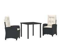vidaXL Set di sedie reclinabili con cuscini neri polyrattan schienale regolabile sedute comode per patio sedia da giardino mobile da sedia reclinabile
